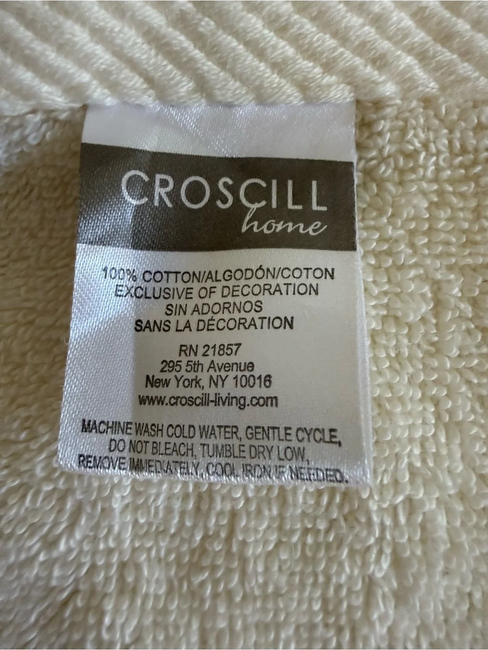 Croscill Home Ivory Hand Towels Set of 2 3D Rose Rosettes Embellished Shabby